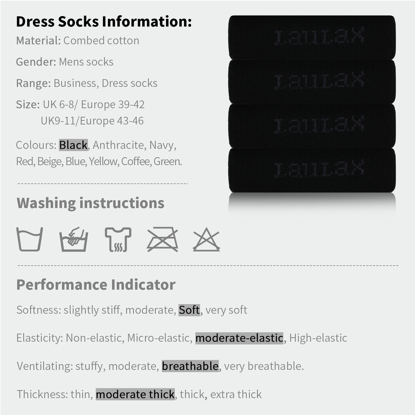 High Quality Formal Finest Combed Cotton Socks In Black
