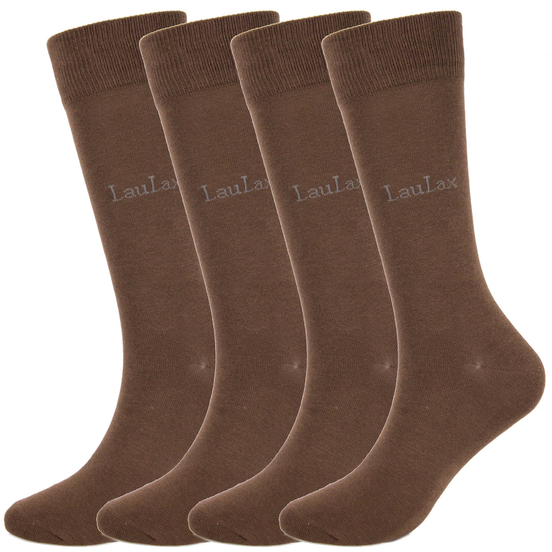 4 paires de chaussettes d'affaires en coton peigné le plus fin, à bout lisse et sans couture, café, coffret cadeau