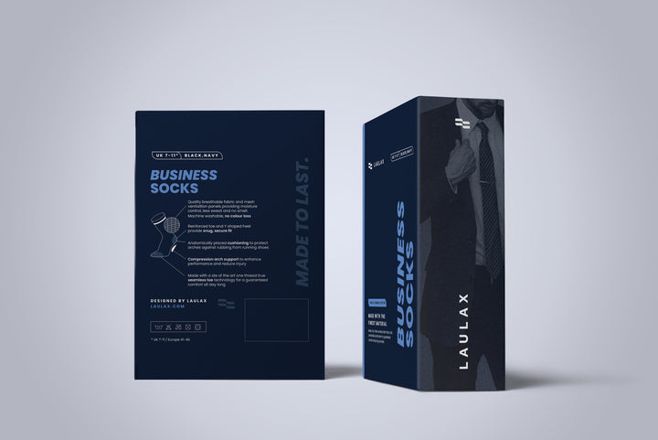 4 paires de chaussettes d'affaires en coton peigné le plus fin, à bout lisse et sans couture, bleues, coffret cadeau