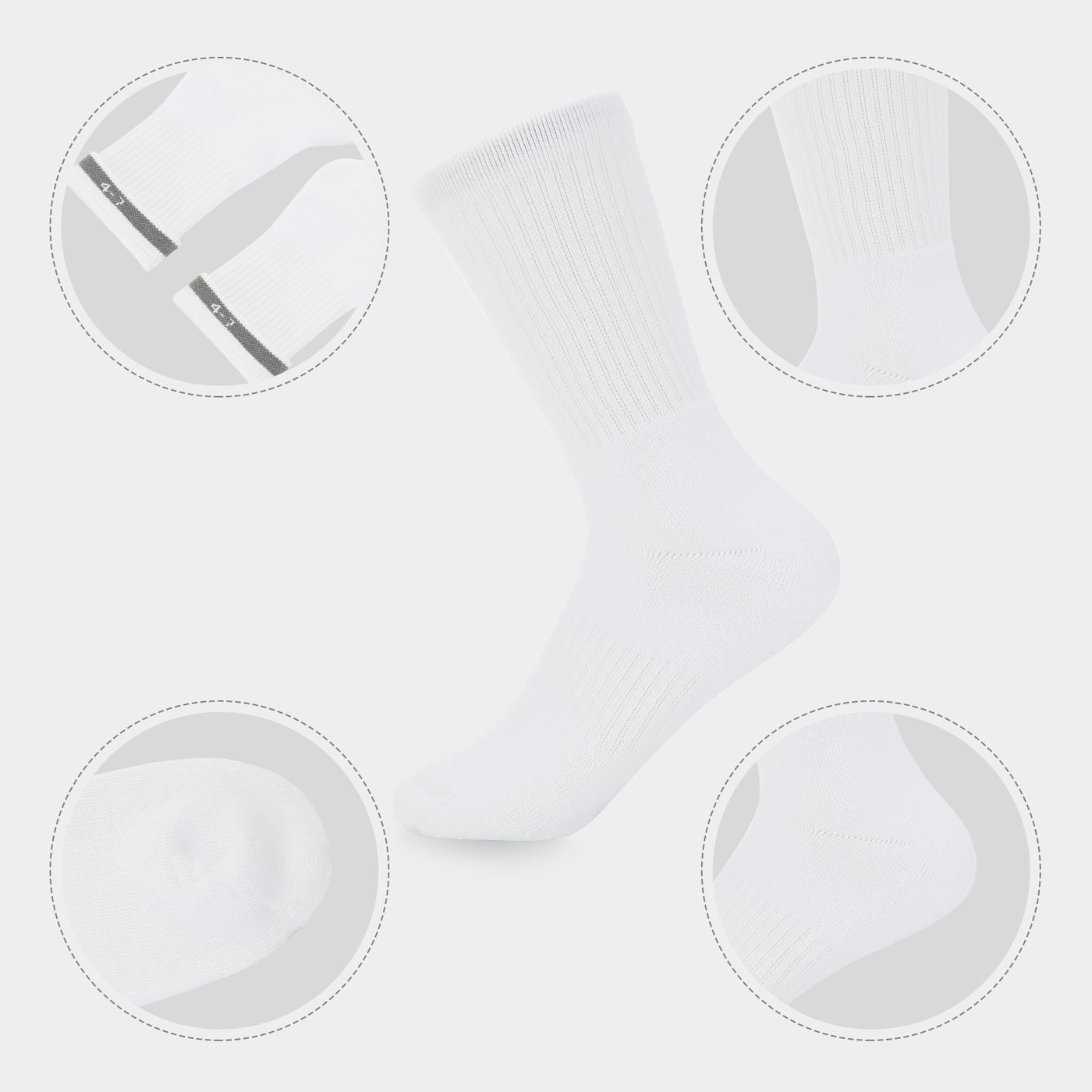 Laulax 5 Pairs Finest Combed Cotton Cushioned Arch Support White PE Sport Socks, 3-18 Years, Gift Set