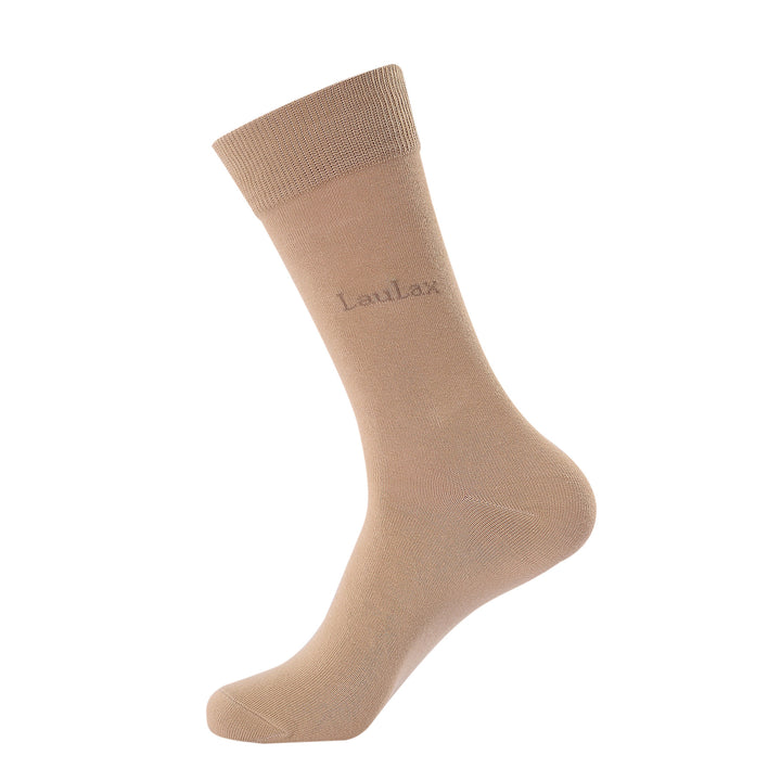 4 paires de chaussettes d'affaires en coton peigné le plus fin, à bout lisse et sans couture, beige, coffret cadeau