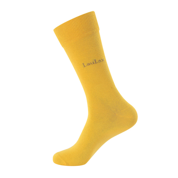 Chaussettes formelles en coton peigné de haute qualité en jaune