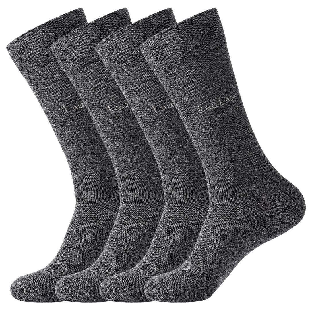 4 paires de chaussettes professionnelles en coton peigné le plus fin, à bout lisse et sans couture, gris foncé/anthracite, coffret cadeau