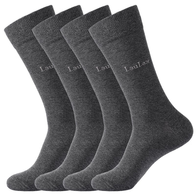4 Pairs Finest Combed Cotton Smooth Seamless Toe Business Socks, Dark Grey / Anthracite, Gift Set
