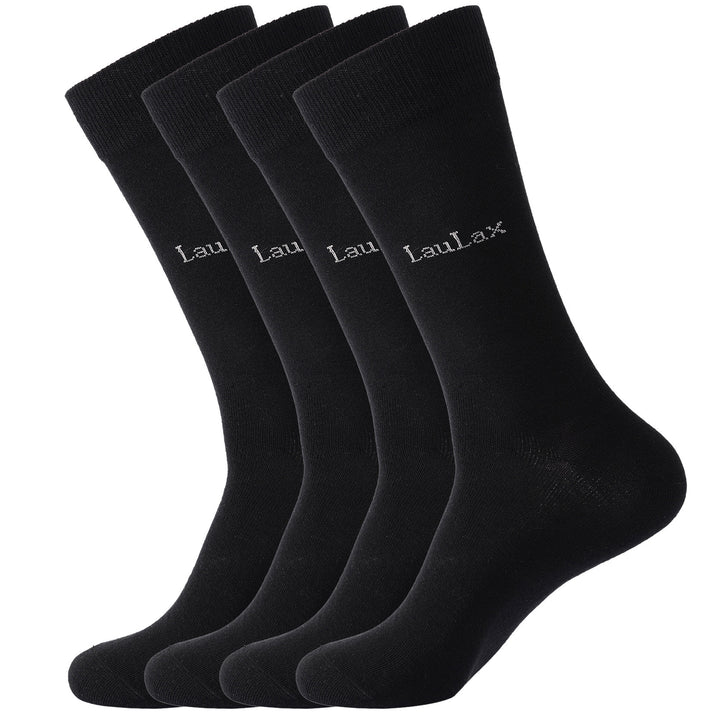 4 paires de chaussettes d'affaires en coton peigné le plus fin, à bout lisse et sans couture, noires, coffret cadeau