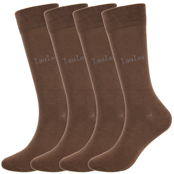 4 paires de chaussettes d'affaires en coton peigné le plus fin, à bout lisse et sans couture, café, coffret cadeau