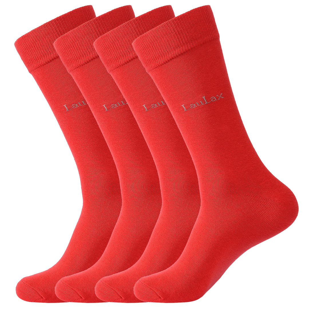 4 paires de chaussettes d'affaires en coton peigné le plus fin, à bout lisse et sans couture, rouge, coffret cadeau