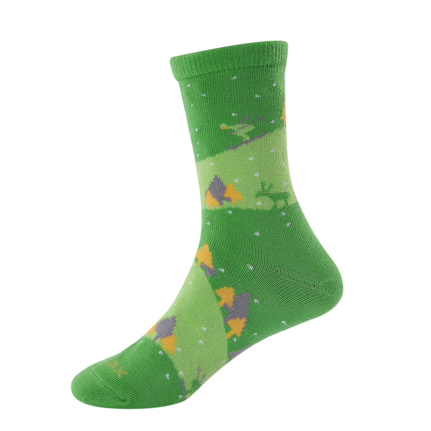 6 Pairs Combed Cotton Boy's Socks - Christmas Tree - Size UK Junior 9-11.5/Europe 27-30