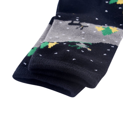 6 Pairs Combed Cotton Boy's Socks - Christmas Tree - Size UK Junior 9-11.5/Europe 27-30