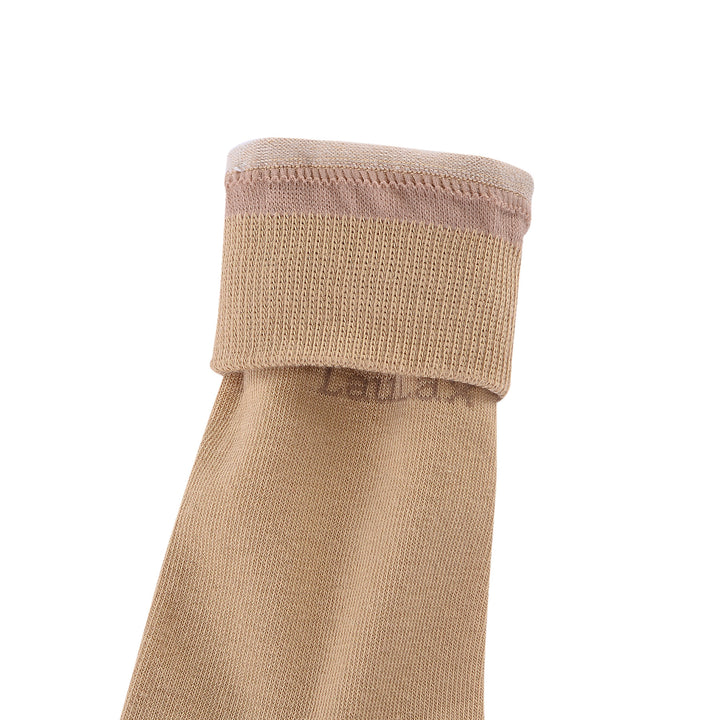 4 paires de chaussettes d'affaires en coton peigné le plus fin, à bout lisse et sans couture, beige, coffret cadeau