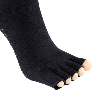 2 Pairs Ladies High Quality Professional Anti Slip Half Toe Yoga Socks - Black