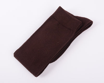 Finest Combed Cotton Thigh High Socks - Coffee