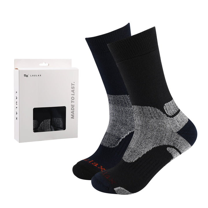 2 Pairs High Quality Merino Wool Men's Hiking Socks, Size UK 7-11/ Europe 40-46 Gift Set