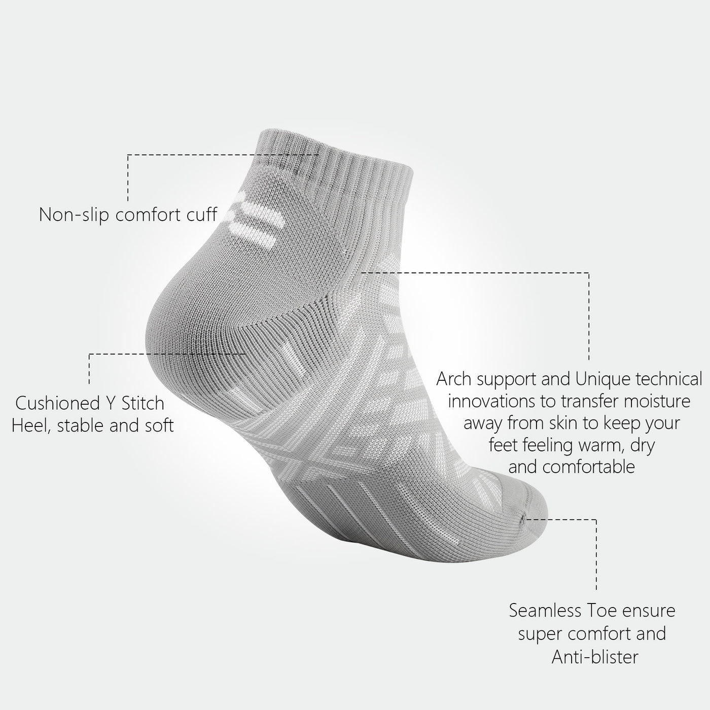 2 Pairs High Quality Men's Ankle Hiking Socks Size UK 7-11/ Europe 40-46