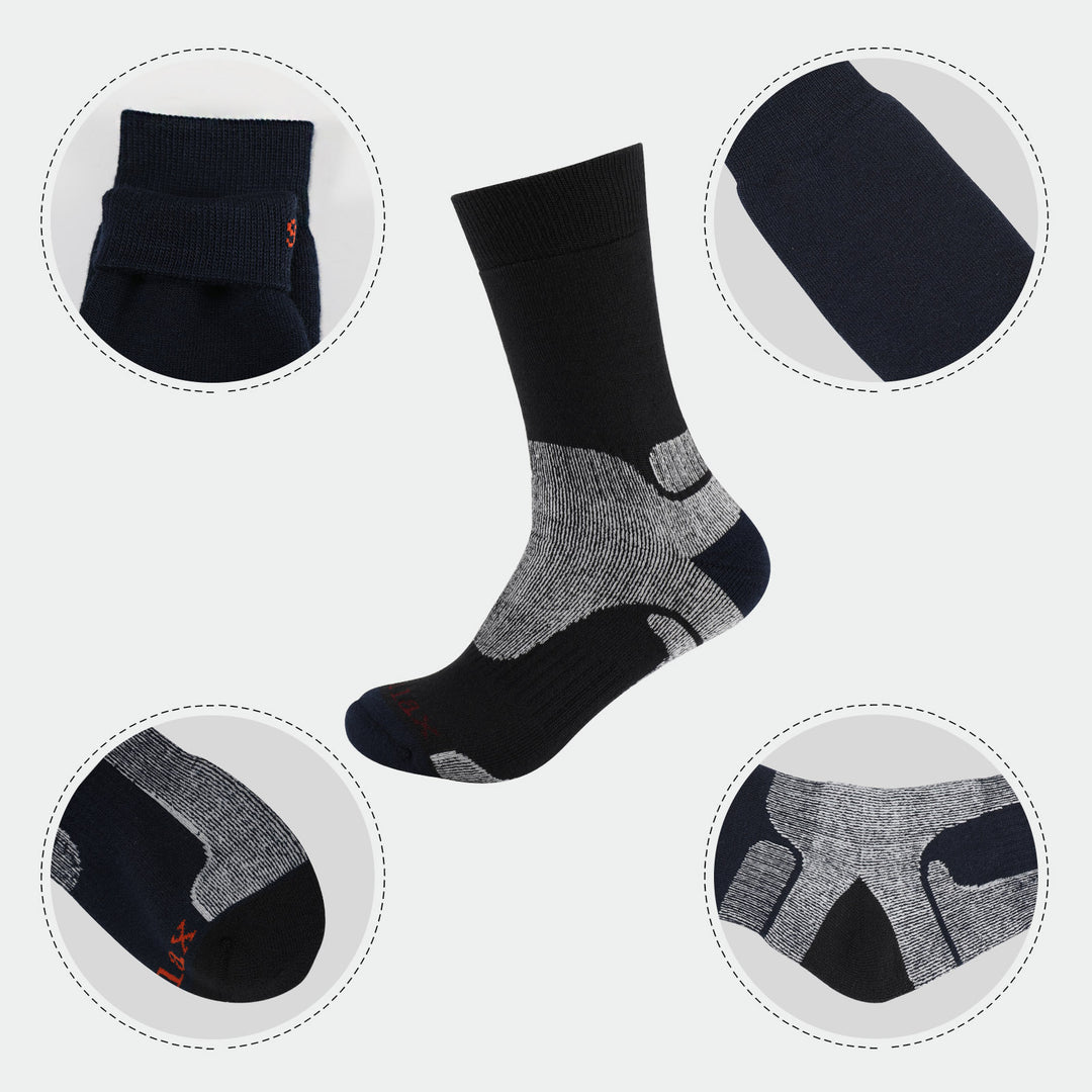 2 Pairs High Quality Merino Wool Men's Hiking Socks, Size UK 7-11/ Europe 40-46 Gift Set