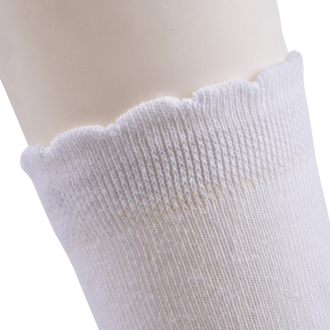 Laulax 5 Pairs Finest Combed Cotton Smooth Seamless Toe Girls School Socks, White Frill Top (3-18 years), Gift Set