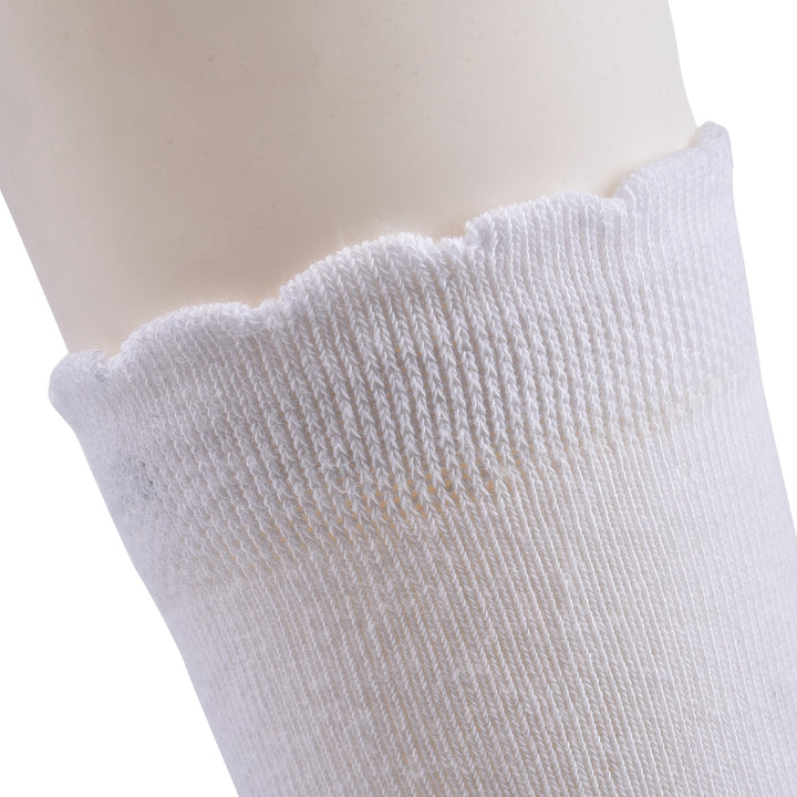 Laulax 5 Pairs Finest Combed Cotton Smooth Seamless Toe Girls School Socks, White Frill Top (3-18 years), Gift Set