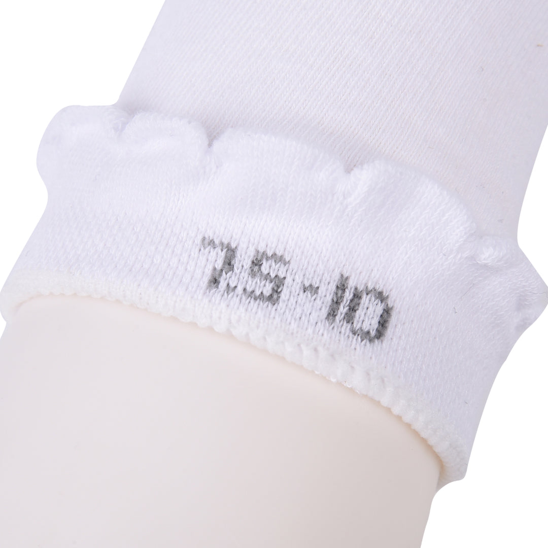 Laulax 5 Pairs Finest Combed Cotton Smooth Seamless Toe Girls School Socks, White Frill Top (3-18 years), Gift Set