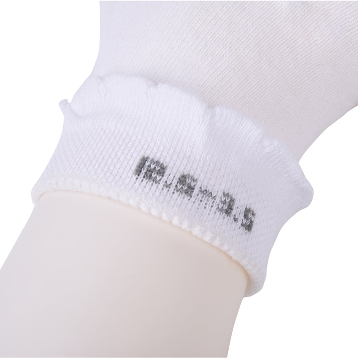 Laulax 5 Pairs Finest Combed Cotton Smooth Seamless Toe Girls School Socks, White Frill Top (3-18 years), Gift Set