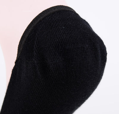 2 Pairs Finest Combed Cotton Invisible Socks Plain - Black