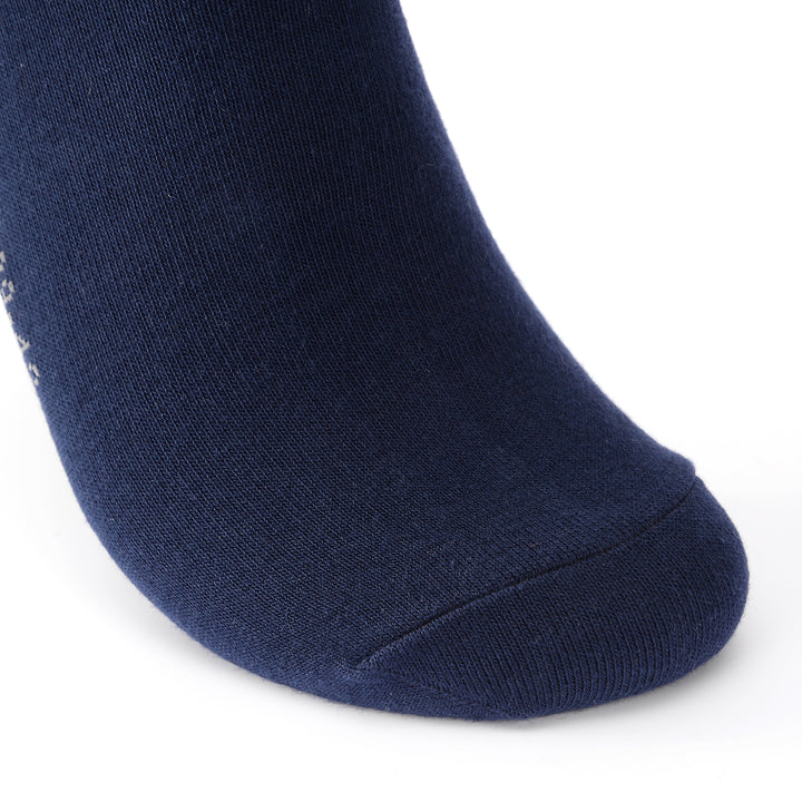 4 Pairs Finest Combed Cotton Smooth Seamless Toe Business Socks, Navy, Gift Set