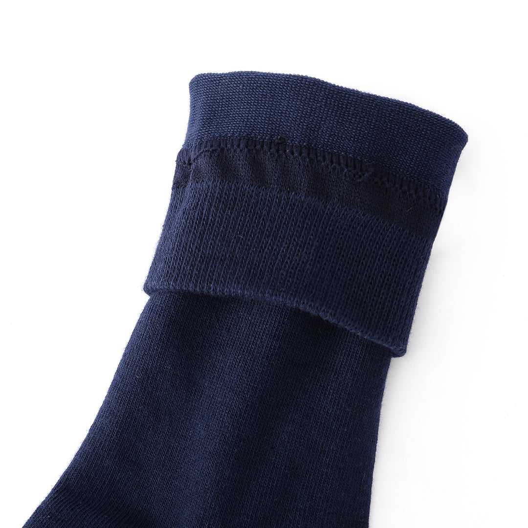4 Pairs Finest Combed Cotton Smooth Seamless Toe Business Socks, Navy, Gift Set