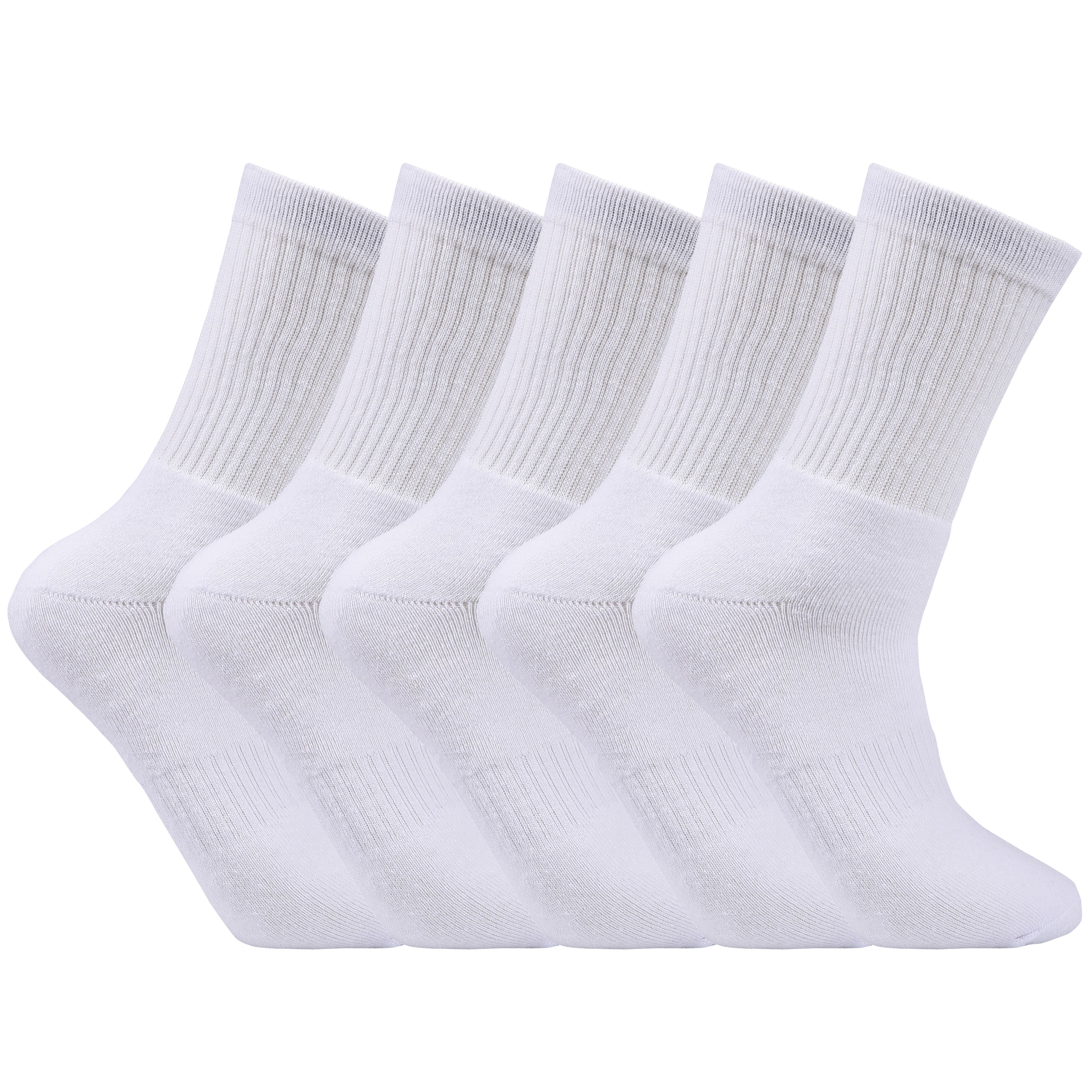 Laulax 5 Pairs Finest Combed Cotton Cushioned Arch Support White PE Sport Socks 3 18 Years