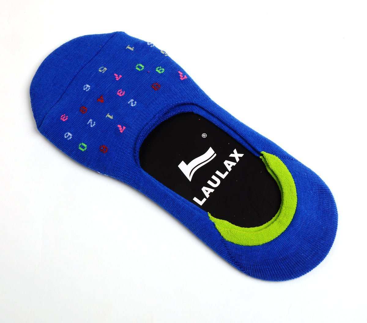 2 paires de chaussettes invisibles en coton peigné le plus fin avec motif numérique - Bleu