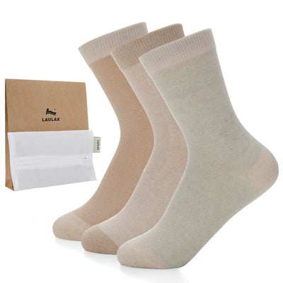 Laulax Ladies 3 Pairs Naturally Coloured Organic Cotton Socks, Gift Set, Size UK 3 - 7 / Europe 36 - 40, Beige, Light Brown, Cream