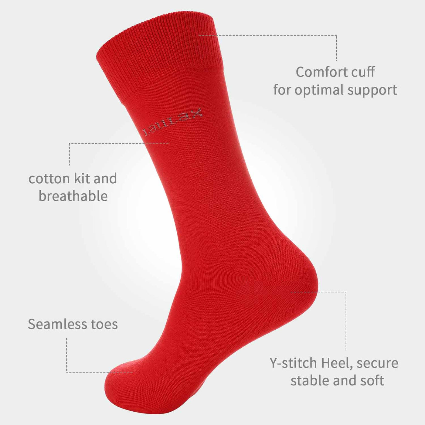 4 Pairs Finest Combed Cotton Smooth Seamless Toe Business Socks, Red, Gift Set