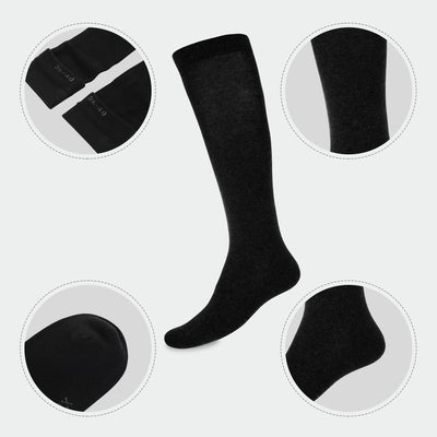 Laulax 4 Pairs Finest Combed Cotton Smooth Seamless Toe Knee High Socks, Size UK 3 - 7 / Europe 36 - 40