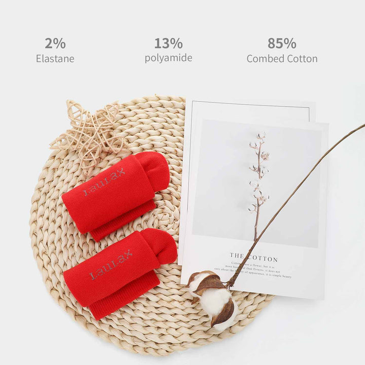 4 Pairs Finest Combed Cotton Smooth Seamless Toe Business Socks, Red, Gift Set