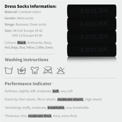 4 Pairs High Quality Finest Combed Cotton Dress Socks, Black, Gift Set wish Socks wash bag