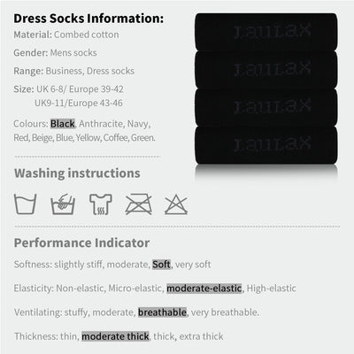 4 Pairs High Quality Finest Combed Cotton Dress Socks, Black, Gift Set