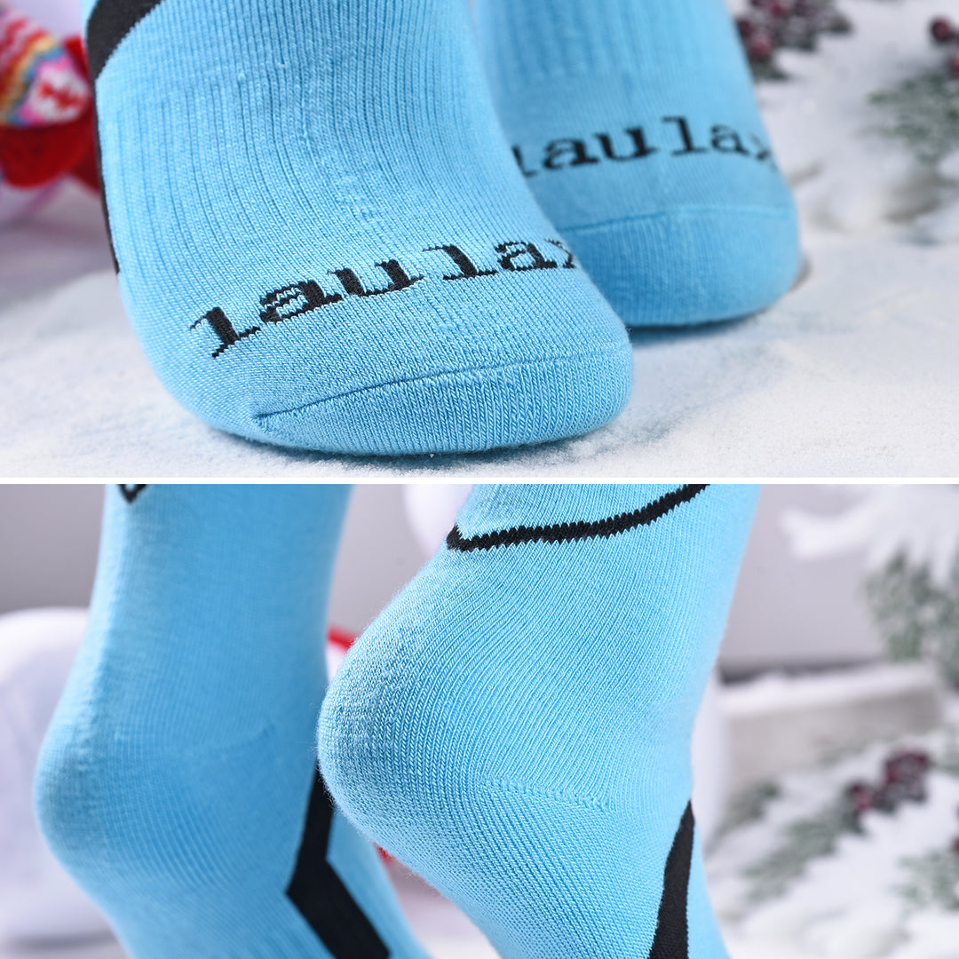 Laulax 3 paires de chaussettes de ski à tuyau long pour femme, imitation cachemire, taille UK 3 - 7 / Europe 36 - 40, coffret cadeau, violet, bleu, noir