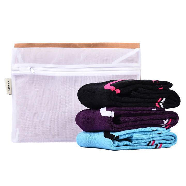 Laulax 3 paires de chaussettes de ski à tuyau long pour femme, imitation cachemire, taille UK 3 - 7 / Europe 36 - 40, coffret cadeau, violet, bleu, noir