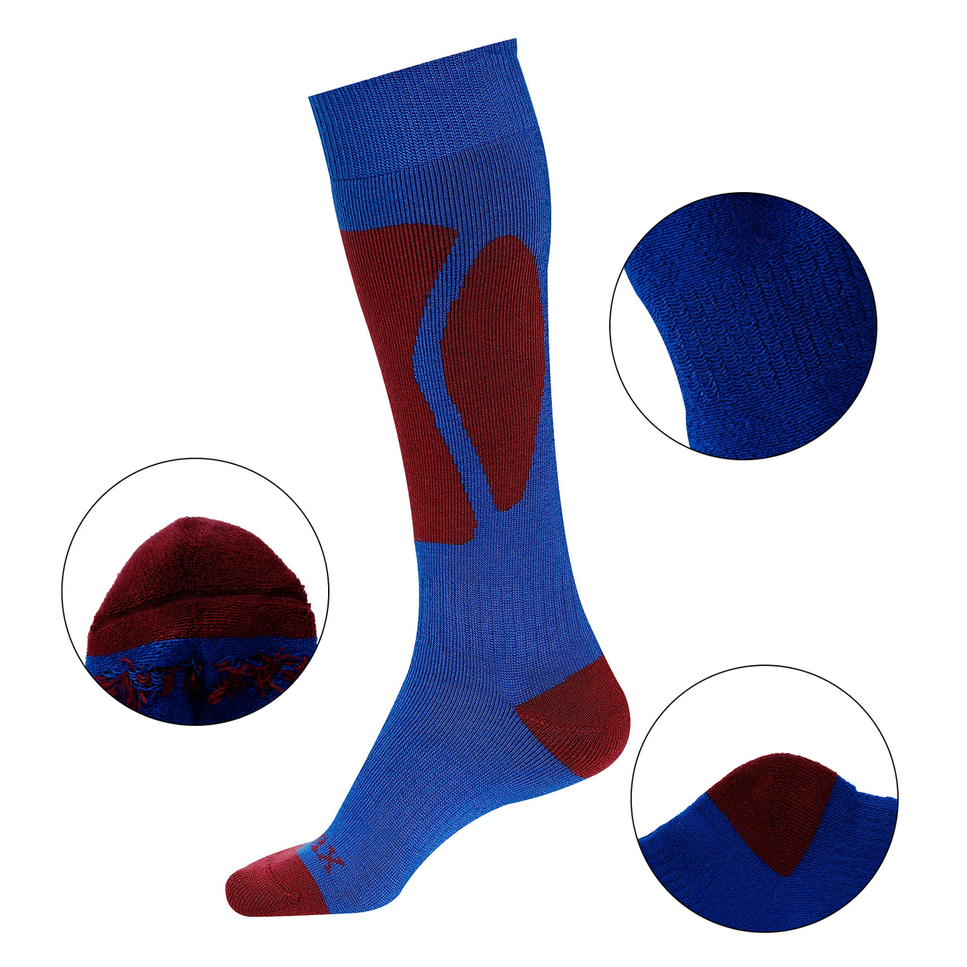 Laulax 3 Pairs Boys Cashmere-Like Long Hose Winter Sports Ski Socks Gift Set, Size Junior 1-6, Black, Blue, Burgundy