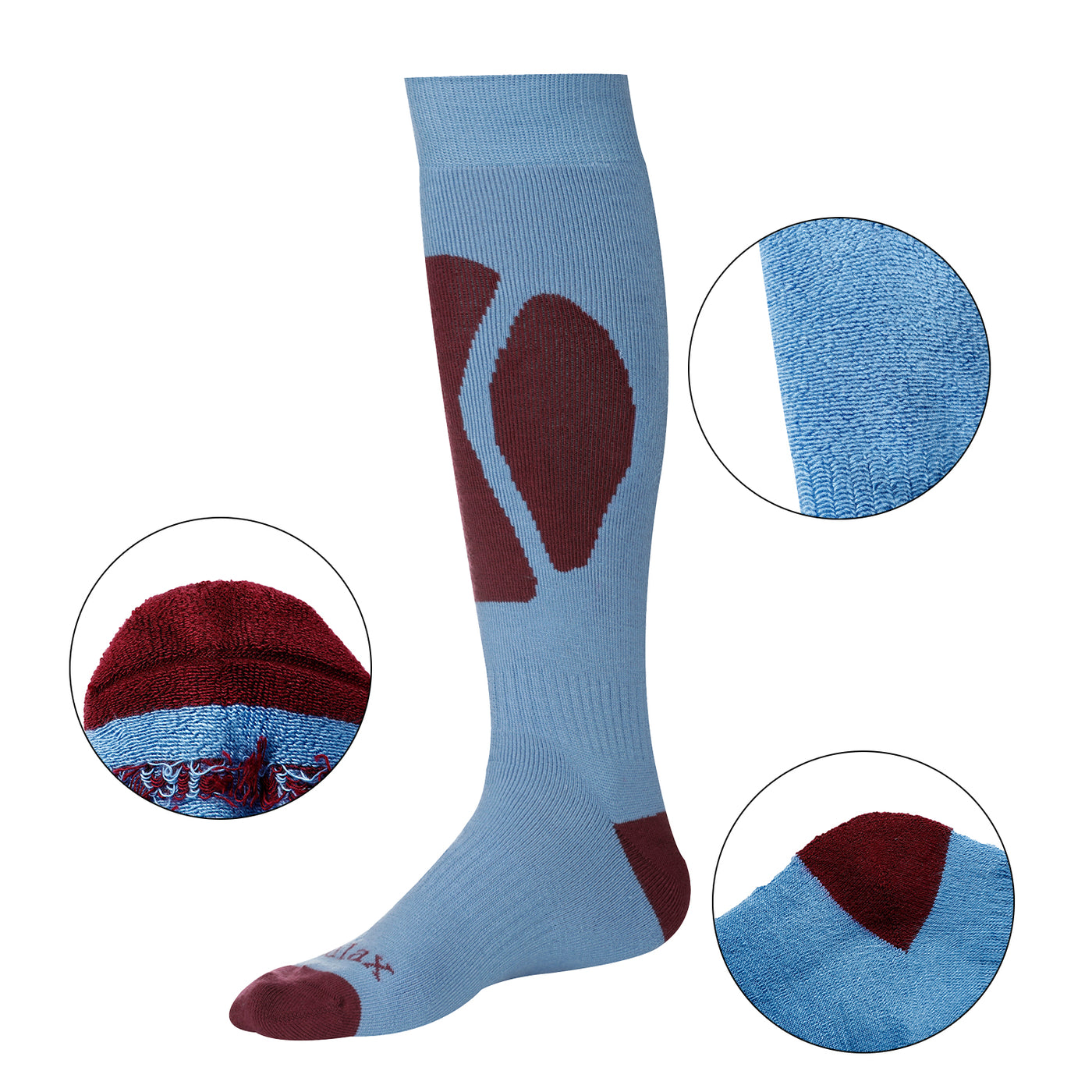 3 Pairs Cashmere-Like Long Hose Thermal Men's Ski Socks, Black, Blue, Grey, Gift Set