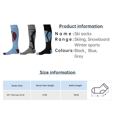 3 pares de calcetines de esquí térmicos de tubo largo tipo cachemir para hombre, negro, azul, gris, set de regalo