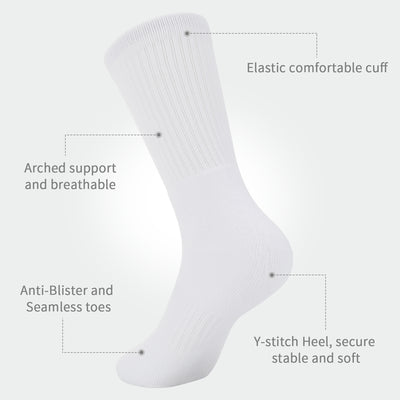 Laulax 5 pares de calcetines deportivos de PE blanco, acolchados y con soporte para el arco, de algodón peinado, 3-18 años, set de regalo