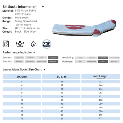 Laulax 3 Pairs Mens Cashmere-Like Long Hose Thermal Ski Socks, Gift Set, Size UK 7 - 11 / Europe 41 - 46, Black, Blue, Grey