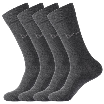 4 pares de calcetines de negocios con punta lisa y sin costuras de algodón peinado de la mejor calidad, gris oscuro / antracita, set de regalo 