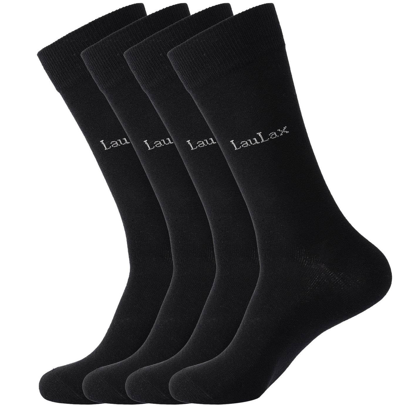 4 Pairs Finest Combed Cotton Smooth Seamless Toe Business Socks, Black, Gift Set