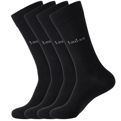 4 Pairs Finest Combed Cotton Business Socks, Black, Gift Set