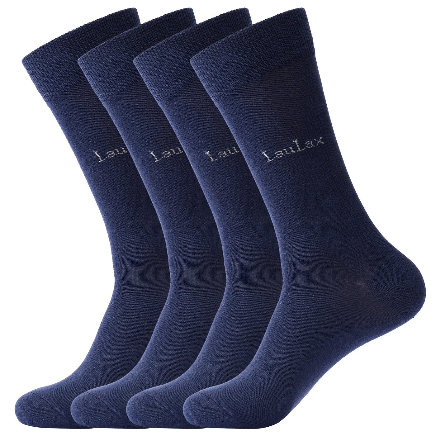 4 pares de calcetines de negocios con punta lisa y sin costuras de algodón peinado de la mejor calidad, azul marino, set de regalo 