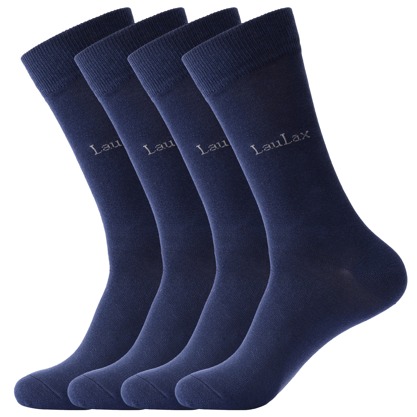 Laulax 4 Pairs High Quality Finest Combed Cotton Dress Socks, Navy, Gift Set
