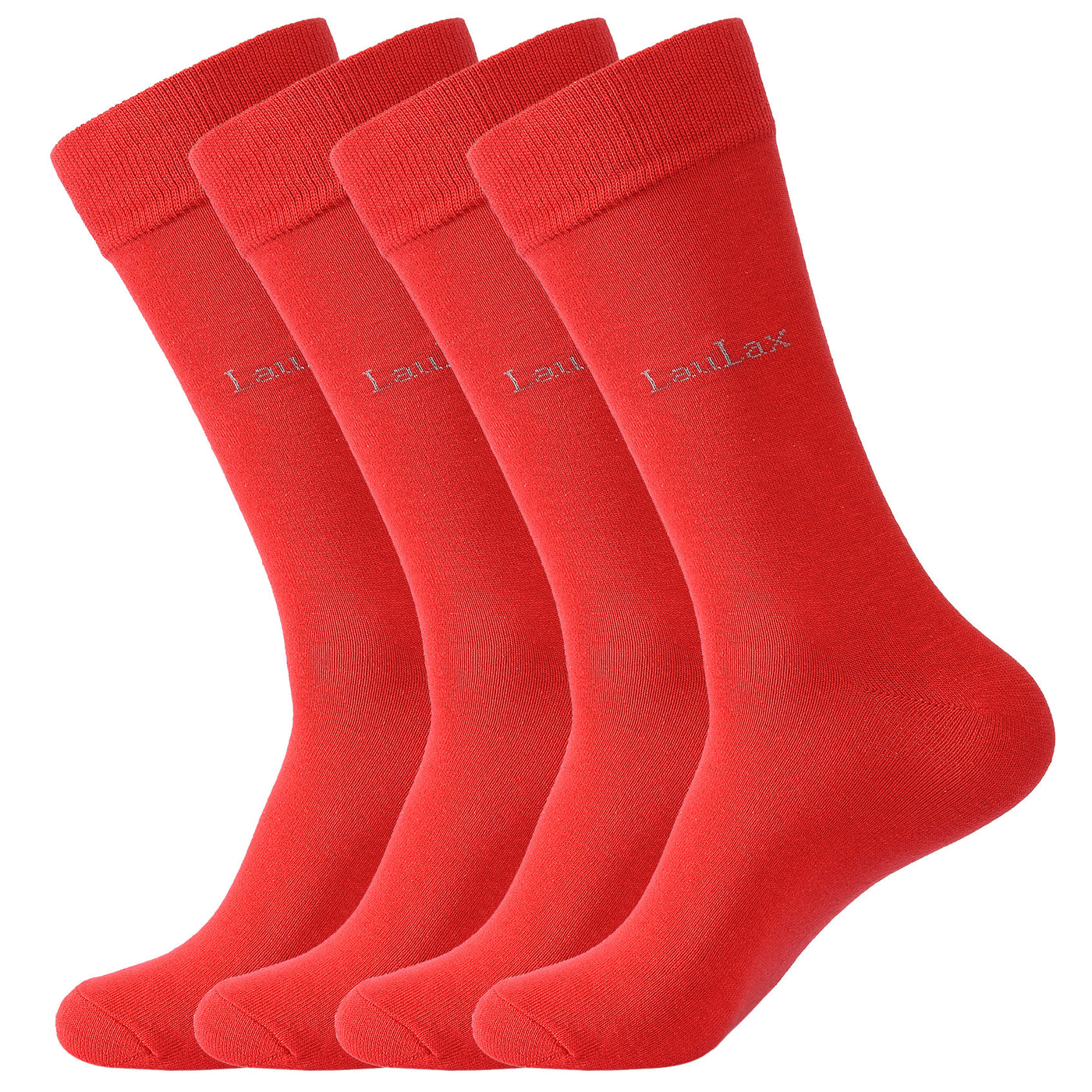 4 Pairs Finest Combed Cotton Smooth Seamless Toe Business Socks, Red, Gift Set