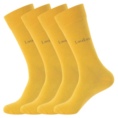 Laulax 4 Pairs High Quality Finest Combed Cotton Suit Socks in Yellow