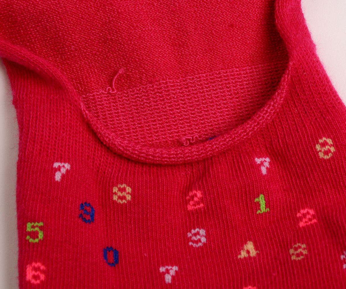 2 paires de chaussettes invisibles en coton peigné le plus fin à motif numérique - Rouge