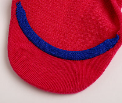 2 paires de chaussettes invisibles en coton peigné le plus fin à motif numérique - Rouge